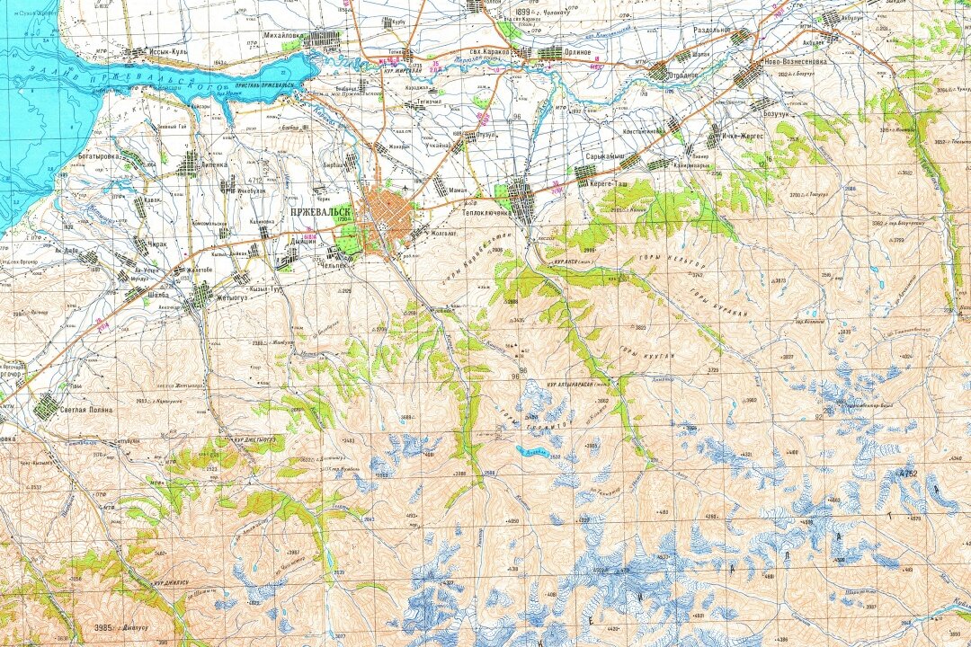 Soviet Military Topographic map sample of Karakol region